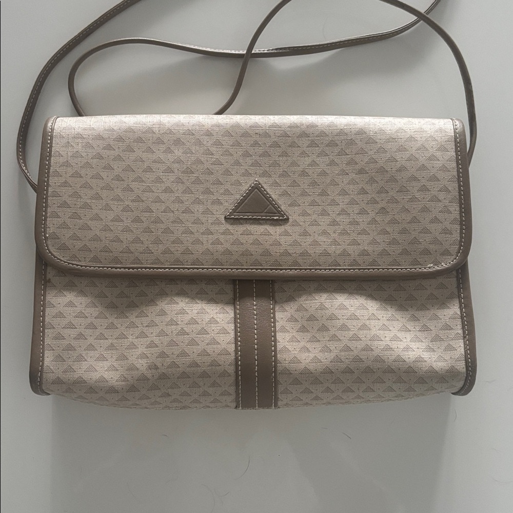 Liz Claiborne Tan Leather Trim Bag Canvas